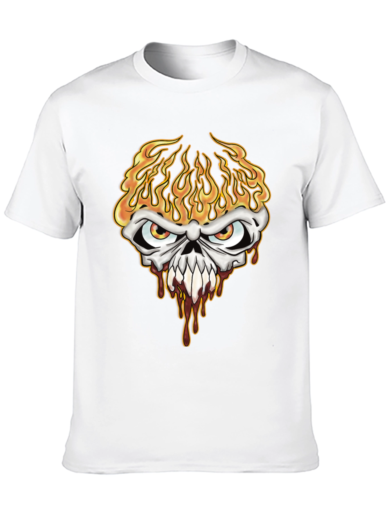 Fiery Skull Graphic Tee - Mens Black T-Shirt