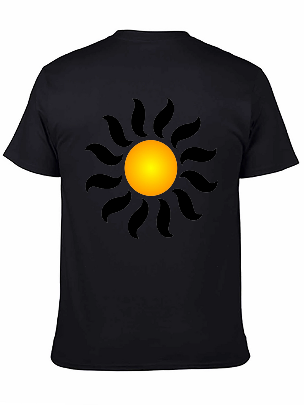 Black T-Shirt with Radiant Sun Graphic