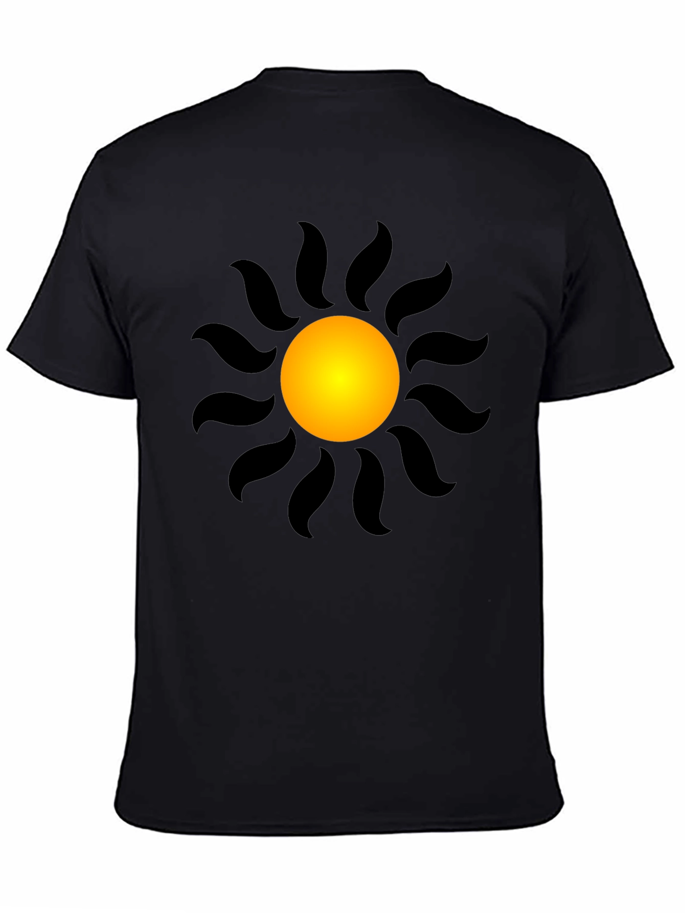 Black T-Shirt with Radiant Sun Graphic