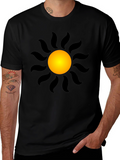 Black T-Shirt with Radiant Sun Graphic