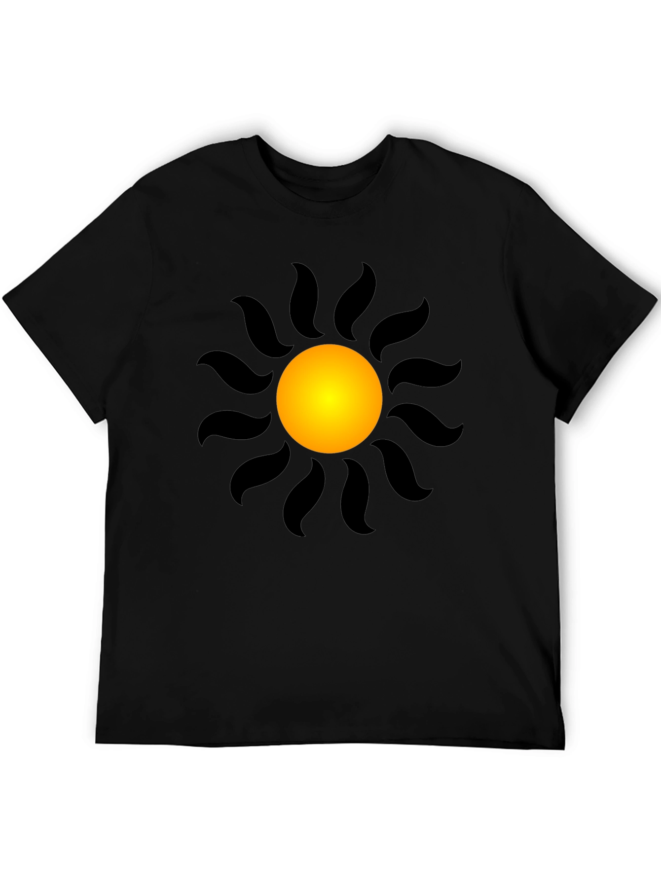 Black T-Shirt with Radiant Sun Graphic