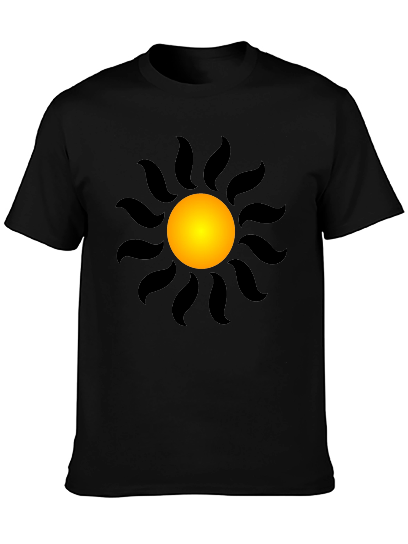 Black T-Shirt with Radiant Sun Graphic