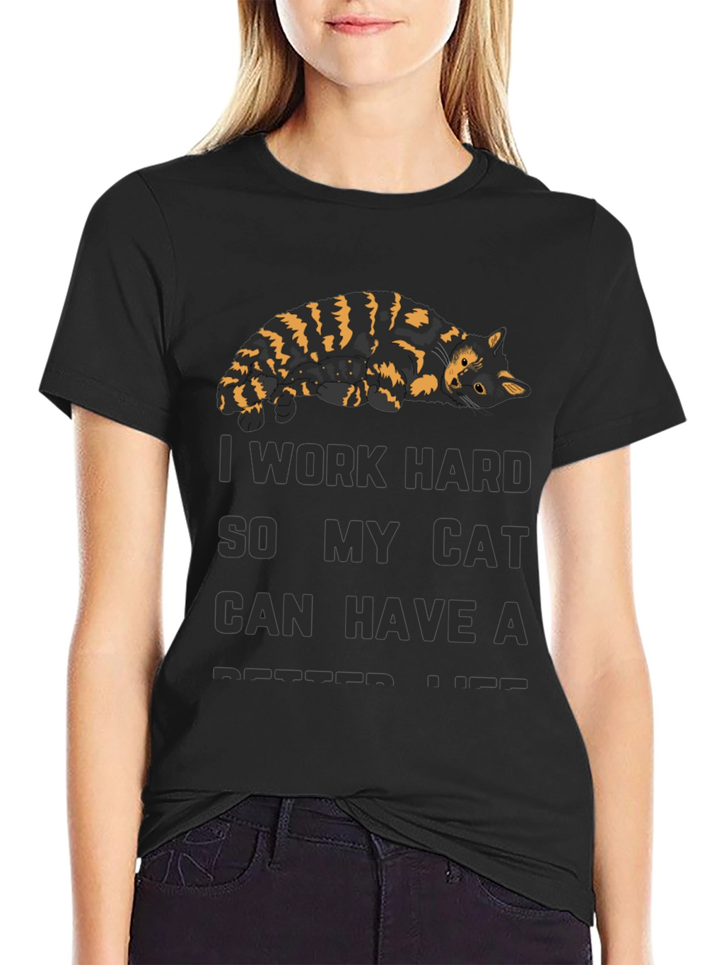 I Work Hard Cat T-Shirt