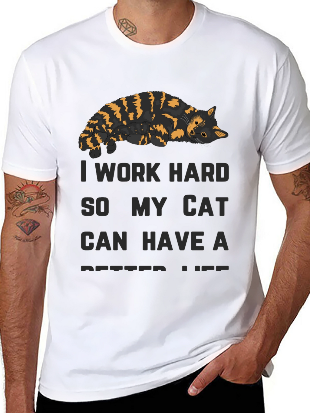 I Work Hard Cat T-Shirt