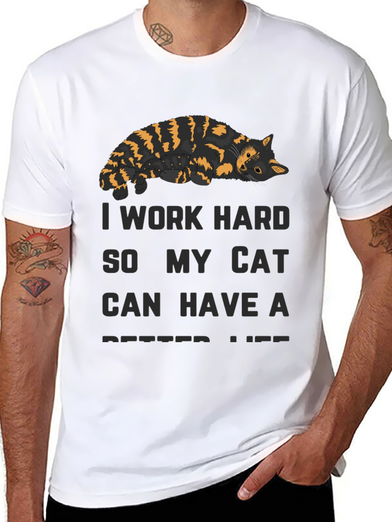 I Work Hard Cat T-Shirt