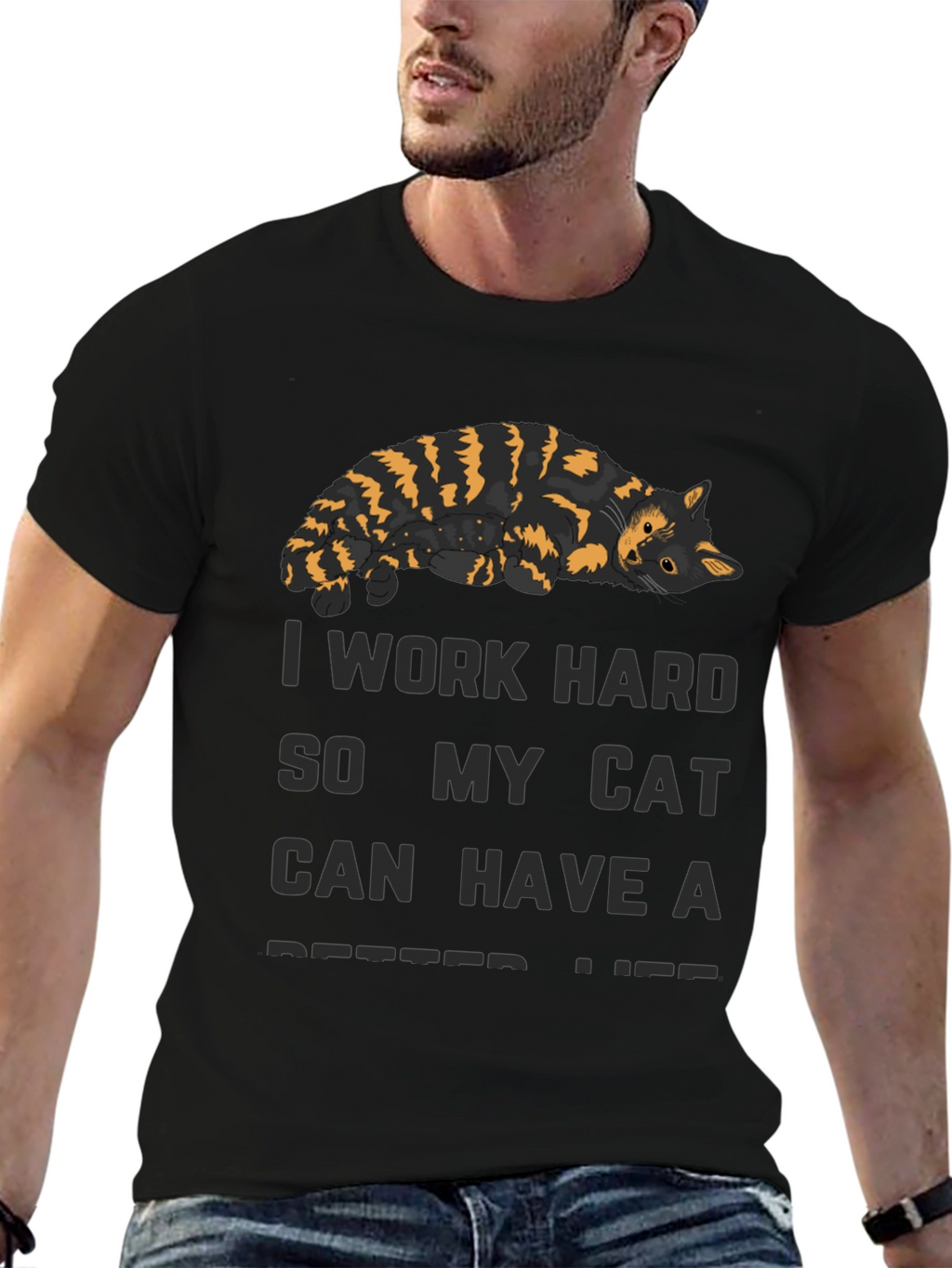 I Work Hard Cat T-Shirt
