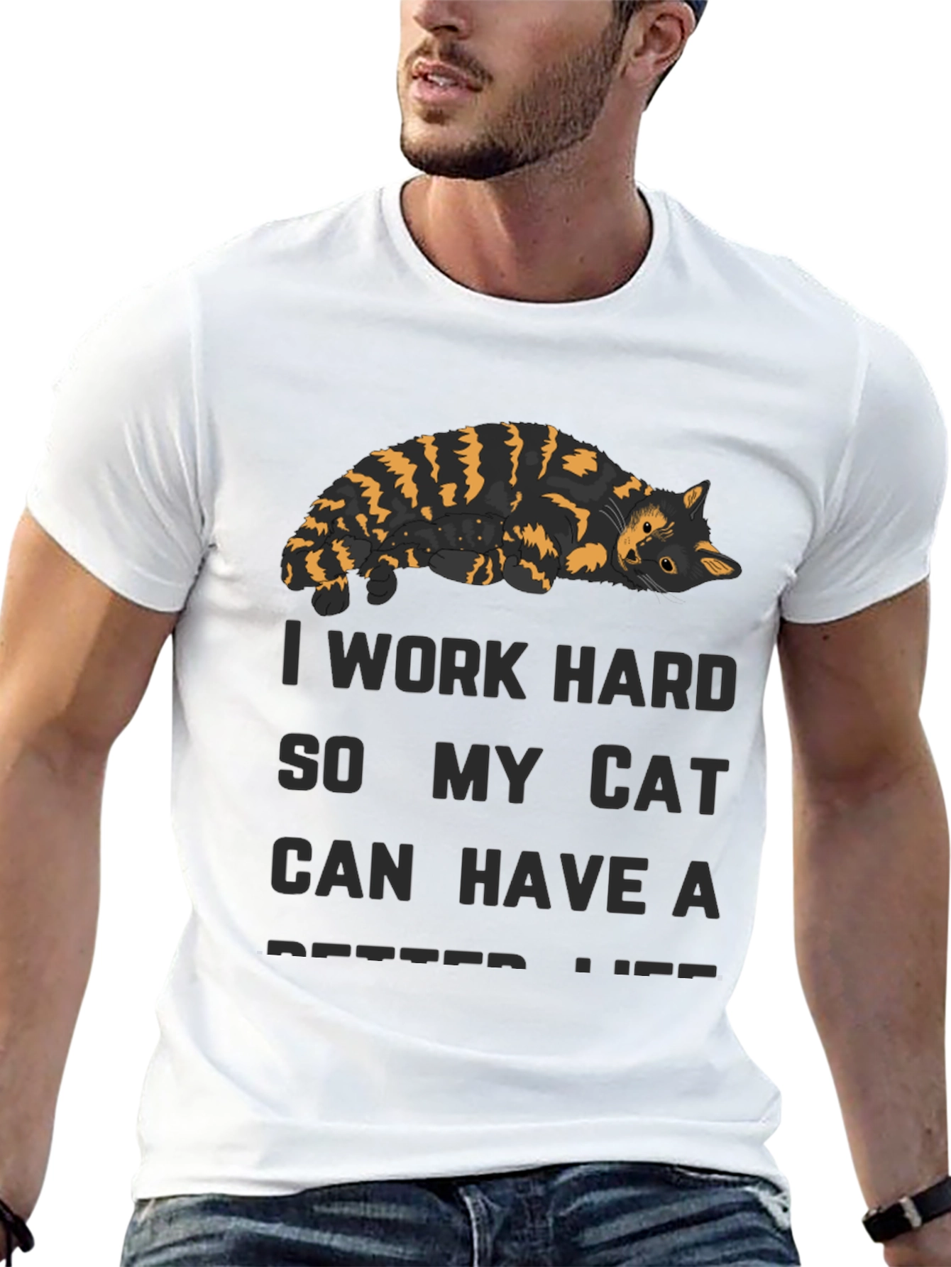 I Work Hard Cat T-Shirt
