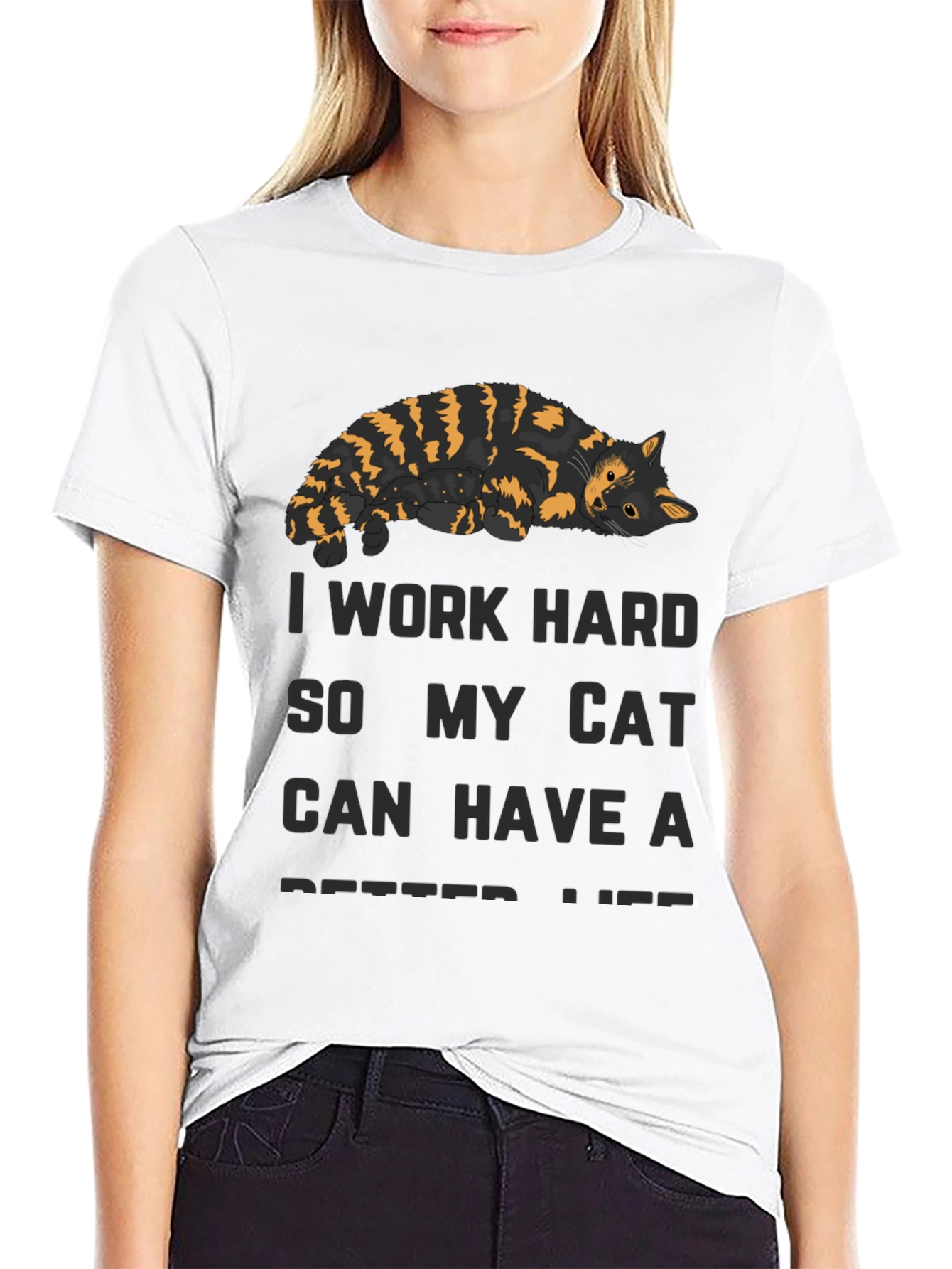 I Work Hard Cat T-Shirt