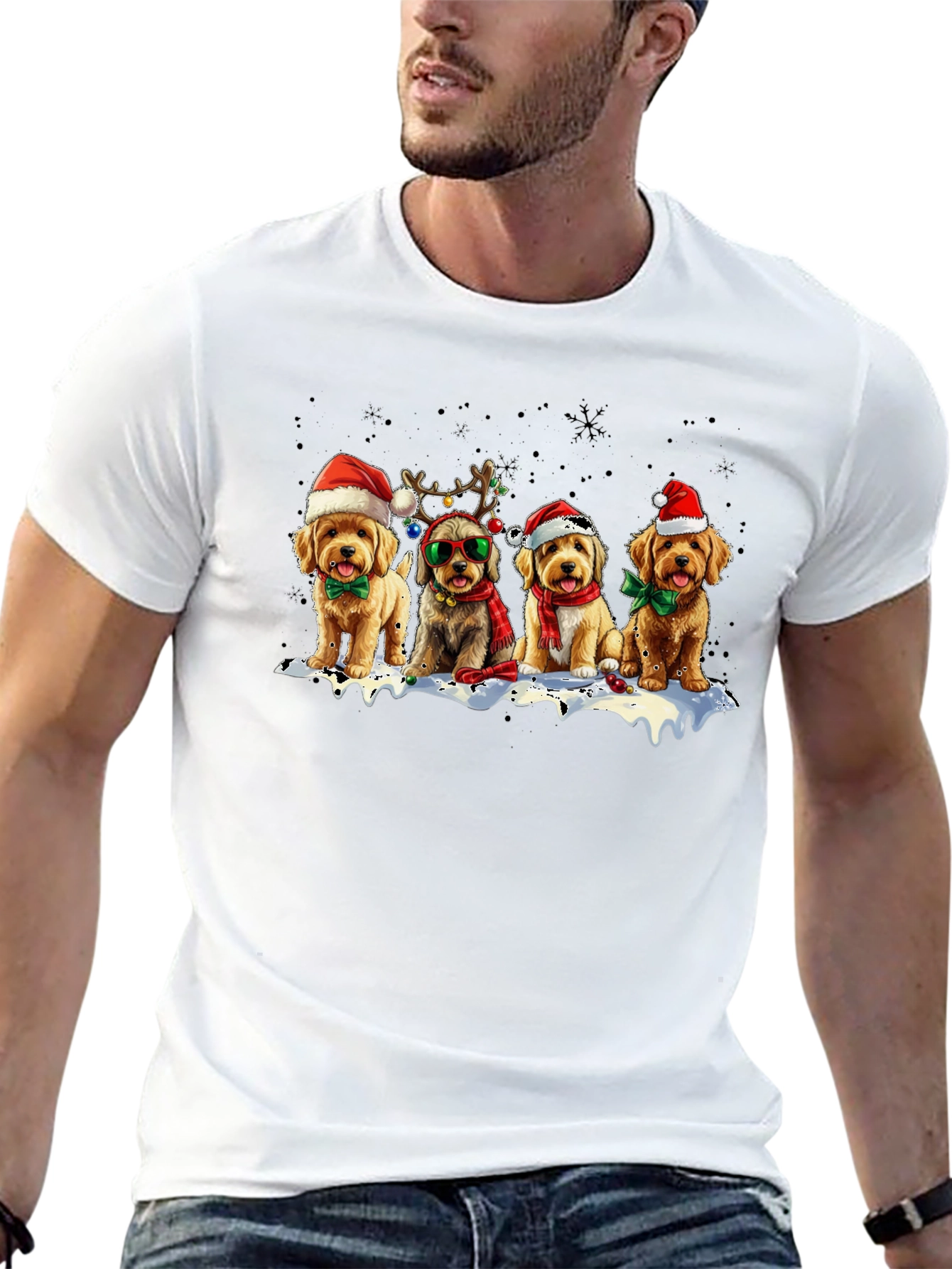 Holiday Dogs T-Shirt: Festive Puppy Squad