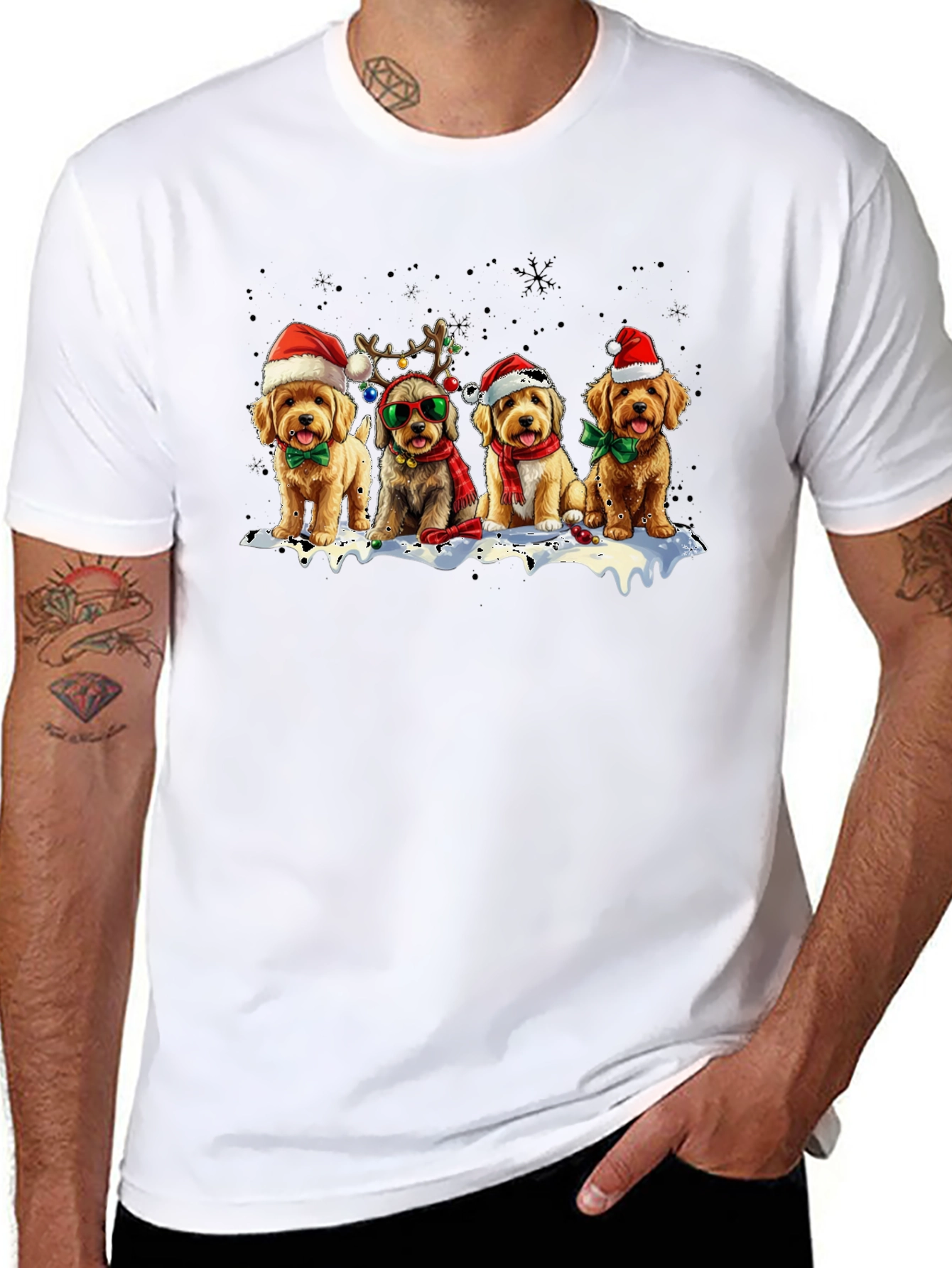 Holiday Dogs T-Shirt: Festive Puppy Squad