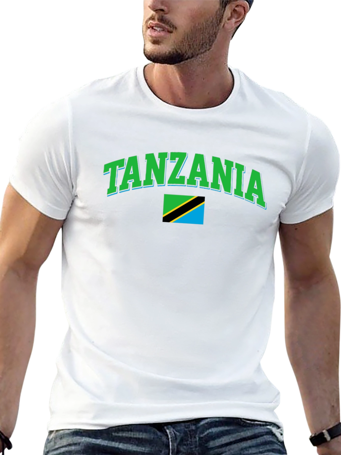 Tanzania Flag Graphic Tee - Black Cotton T-Shirt