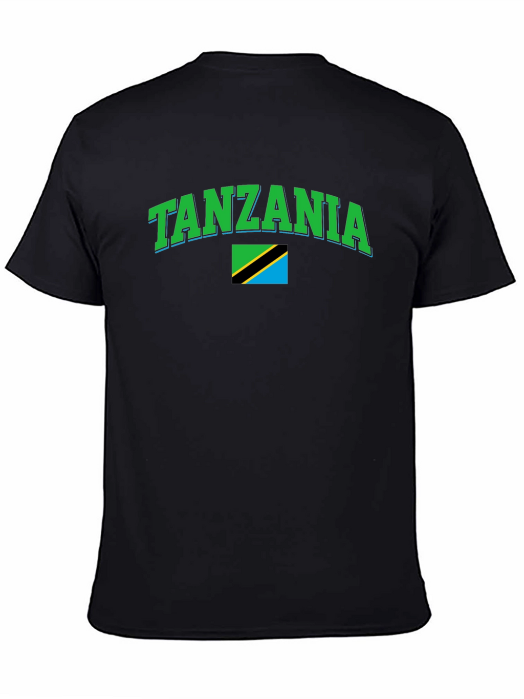 Tanzania Flag Graphic Tee - Black Cotton T-Shirt