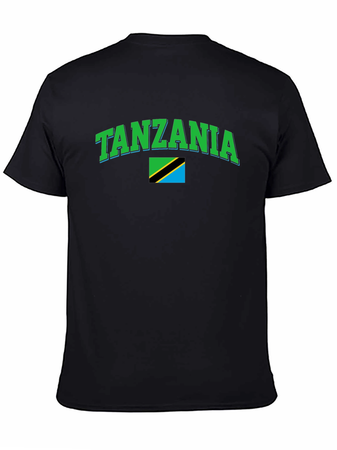 Tanzania Flag Graphic Tee - Black Cotton T-Shirt