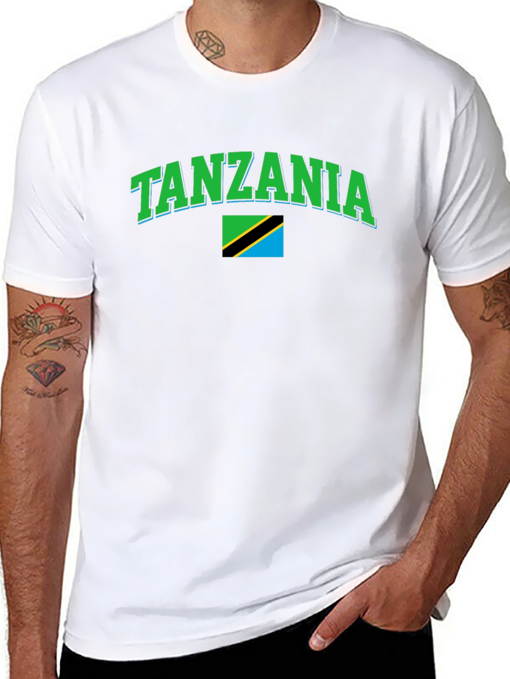 Tanzania Flag Graphic Tee - Black Cotton T-Shirt