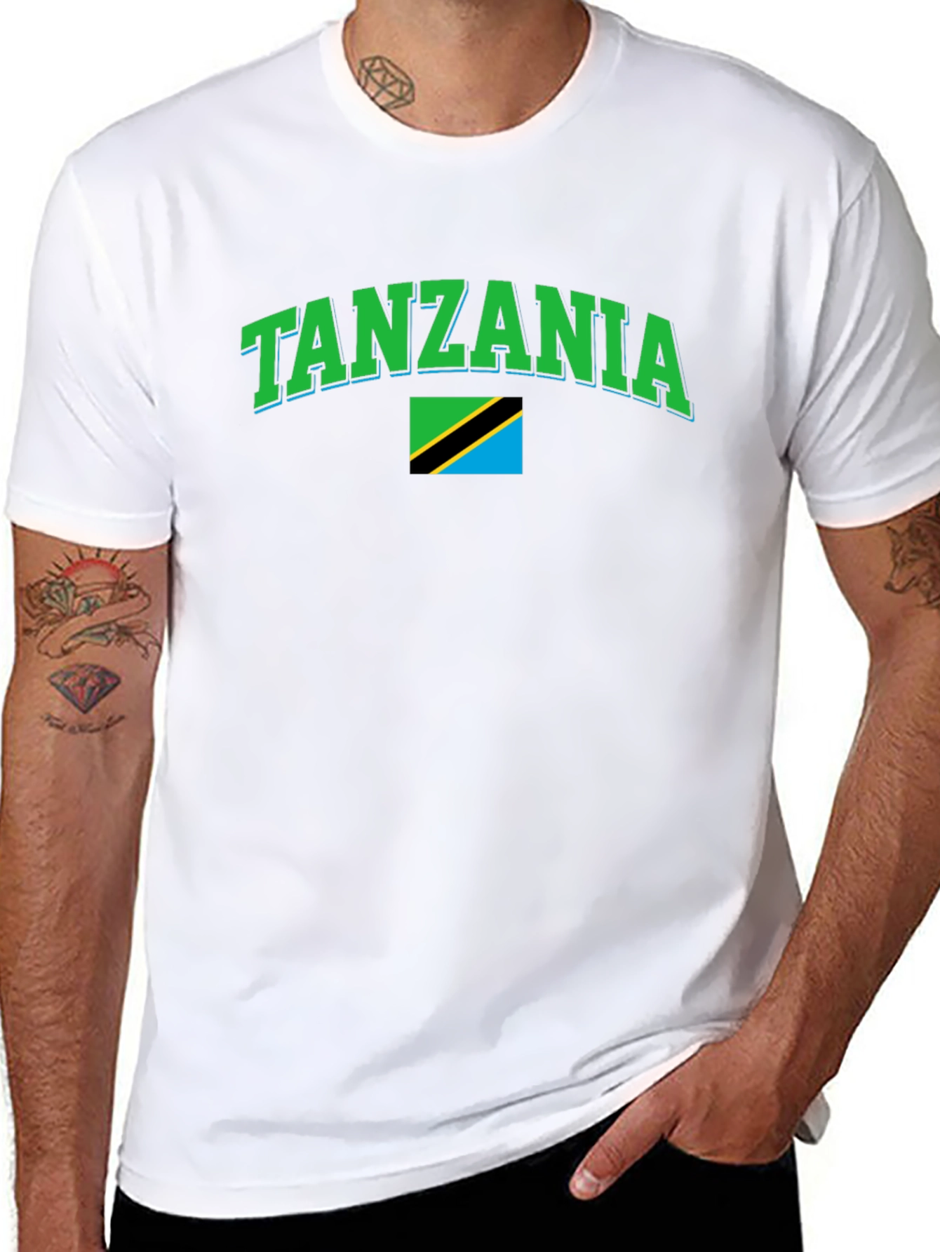 Tanzania Flag Graphic Tee - Black Cotton T-Shirt