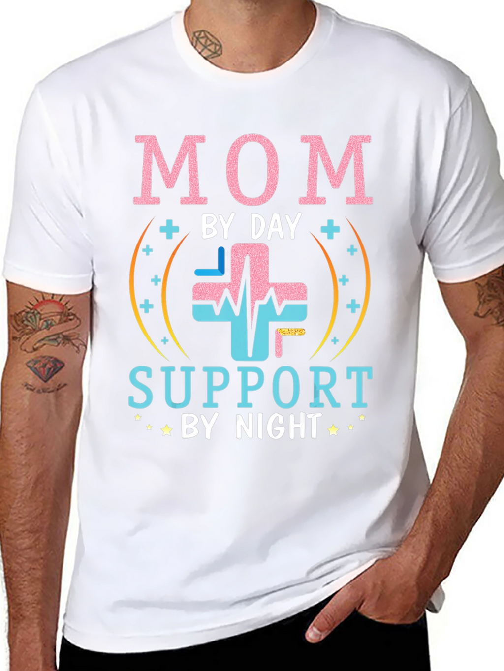 Mom By Day Support By Night Black T-Shirt