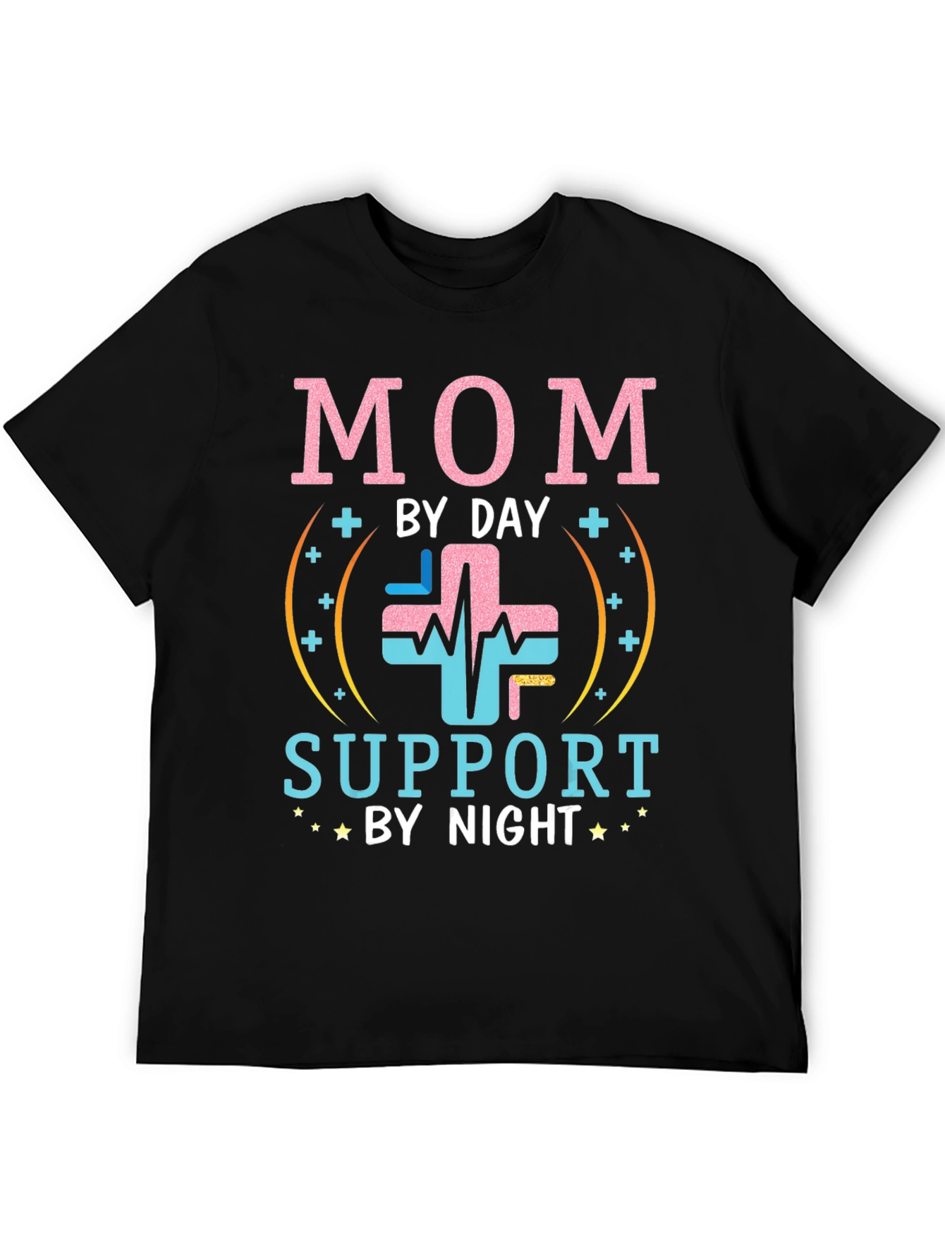 Mom By Day Support By Night Black T-Shirt