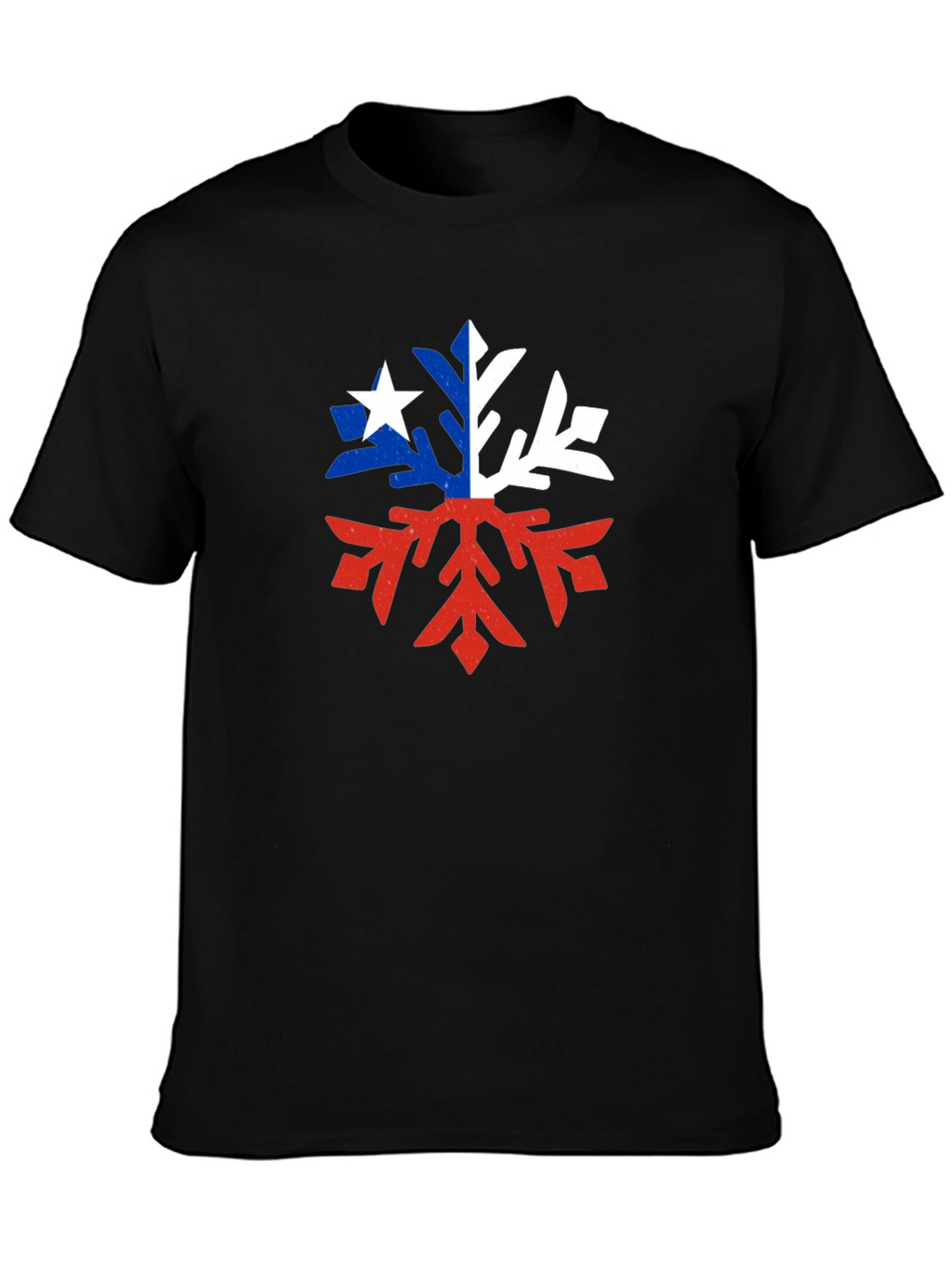 Chile Flag Snowflake Graphic Tee - Black