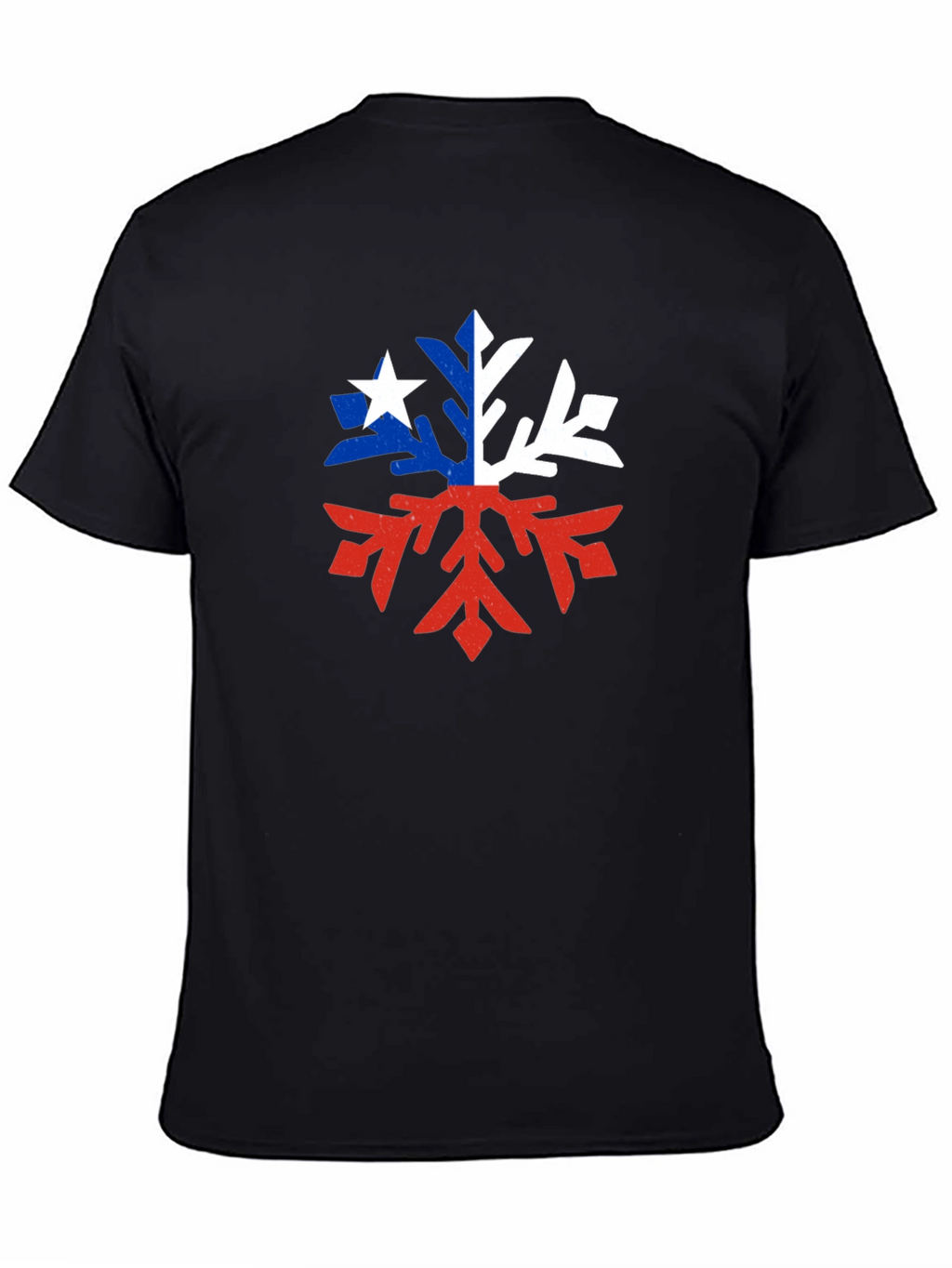 Chile Flag Snowflake Graphic Tee - Black