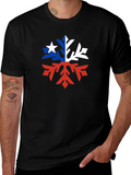 Chile Flag Snowflake Graphic Tee - Black