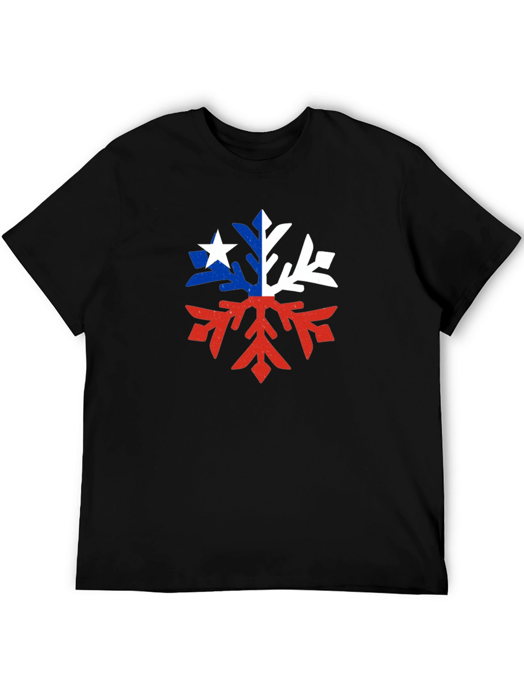 Chile Flag Snowflake Graphic Tee - Black