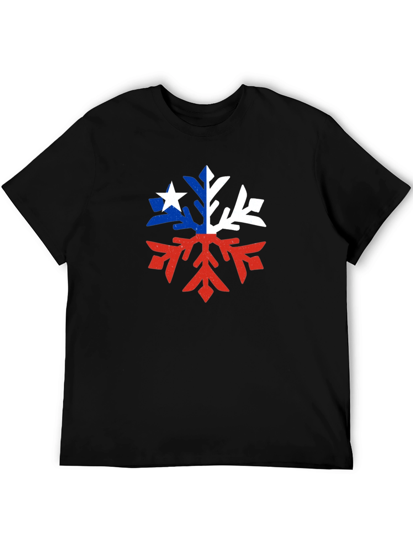 Chile Flag Snowflake Graphic Tee - Black