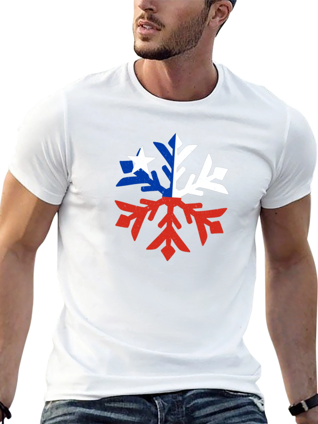 Chile Flag Snowflake Graphic Tee - Black