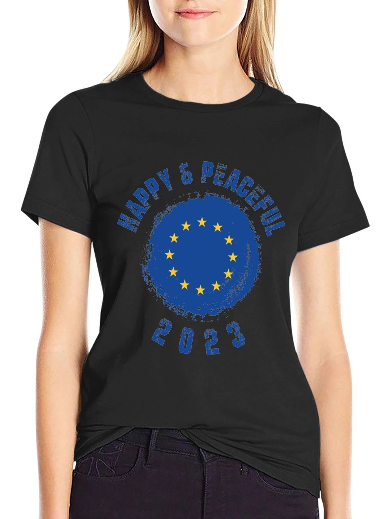Happy & Peaceful 2023 EU Flag T-Shirt