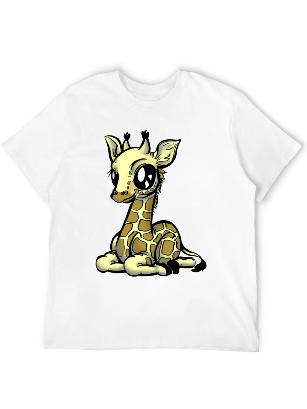 Cute Giraffe Graphic Tee - Black Cotton T-Shirt