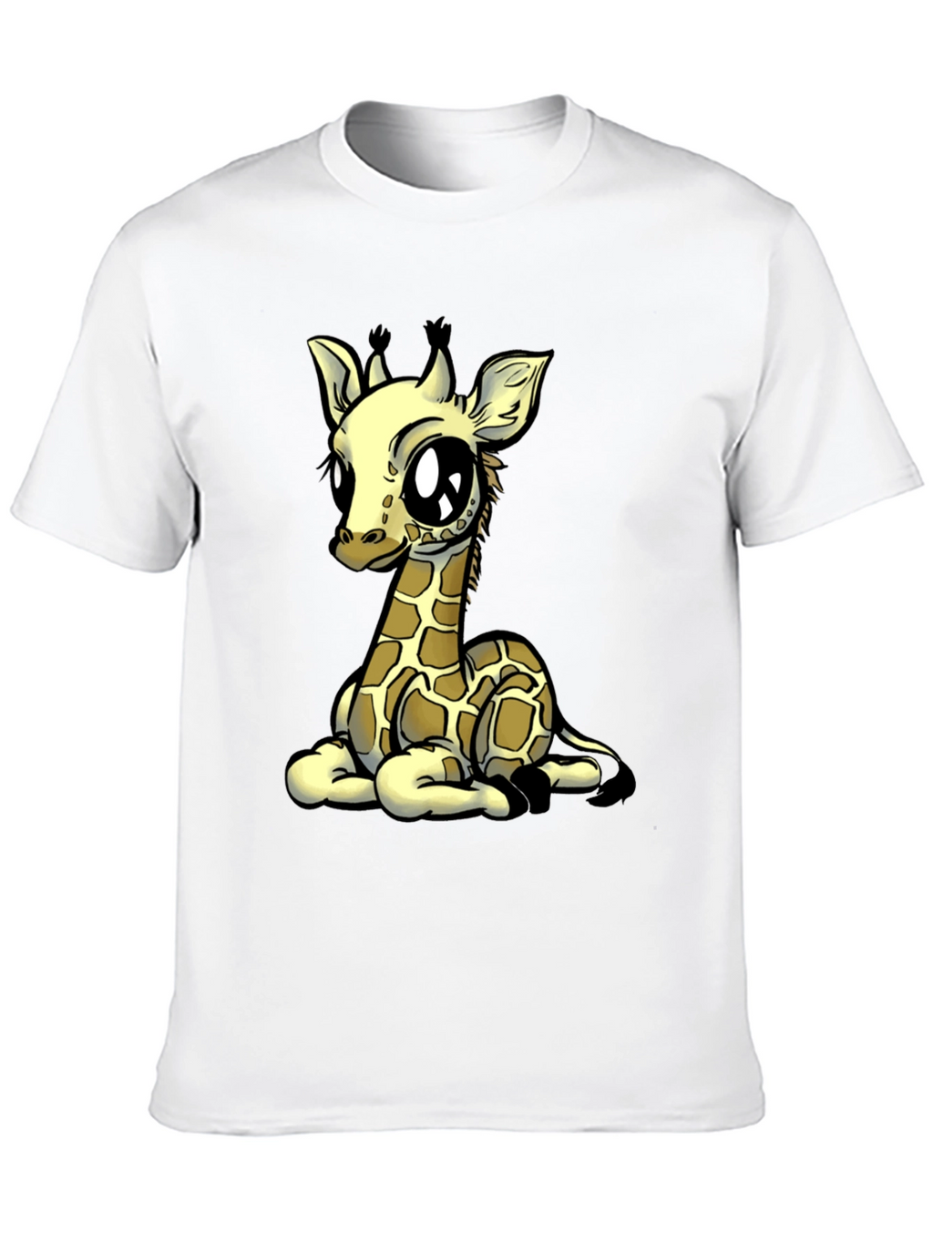 Cute Giraffe Graphic Tee - Black Cotton T-Shirt