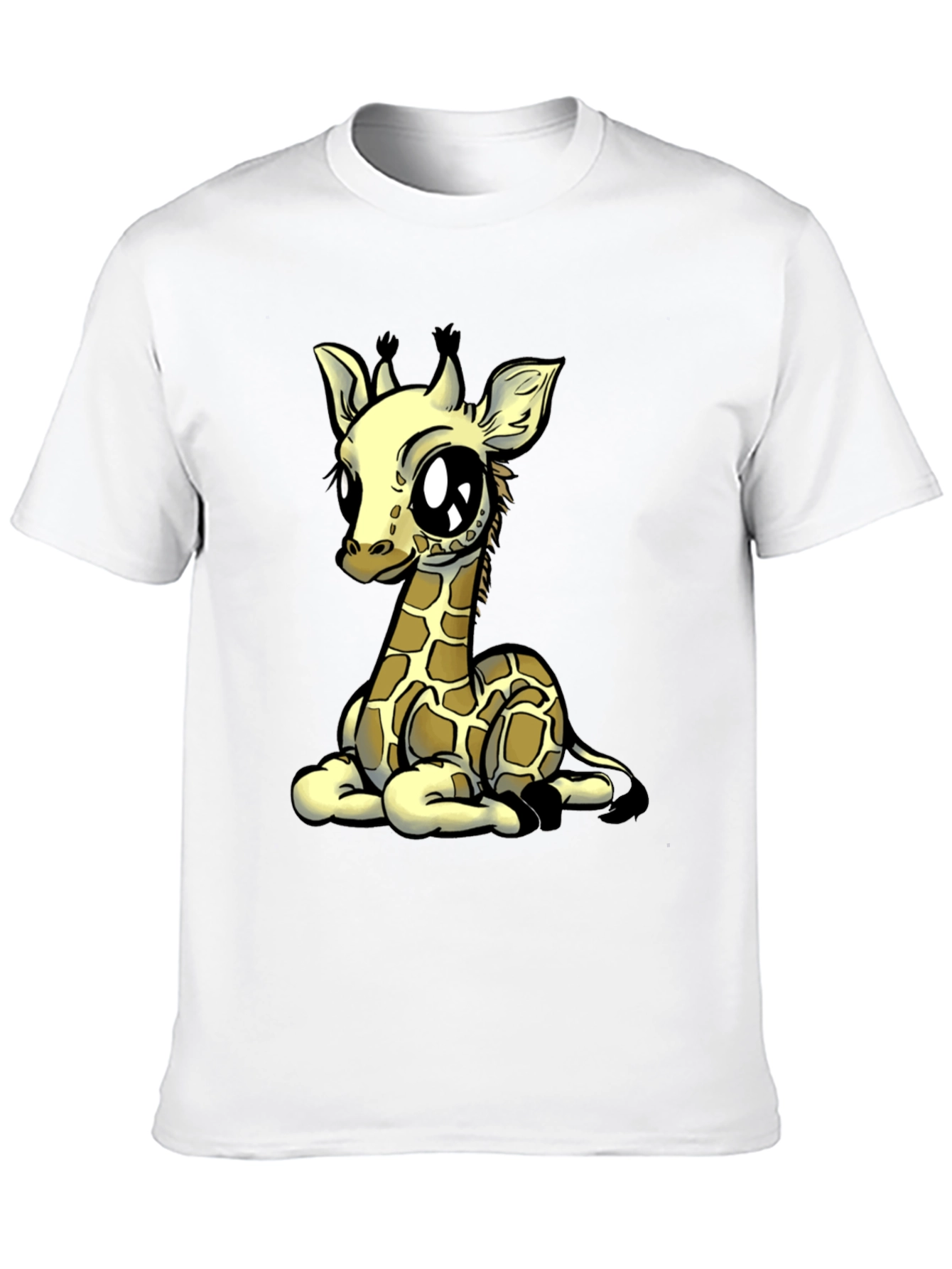 Cute Giraffe Graphic Tee - Black Cotton T-Shirt