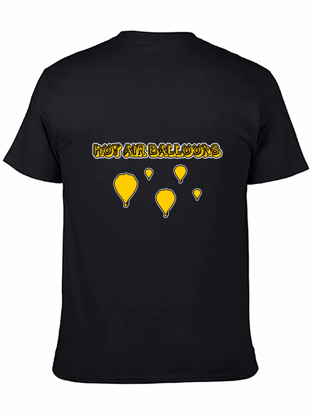 Hot Air Balloons Graphic T-Shirt - Black Cotton