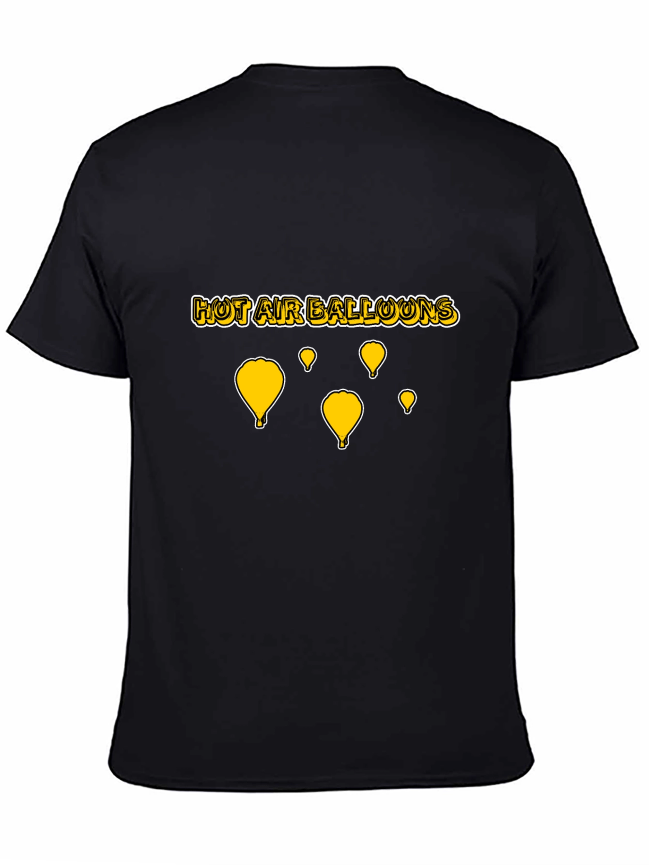 Hot Air Balloons Graphic T-Shirt - Black Cotton