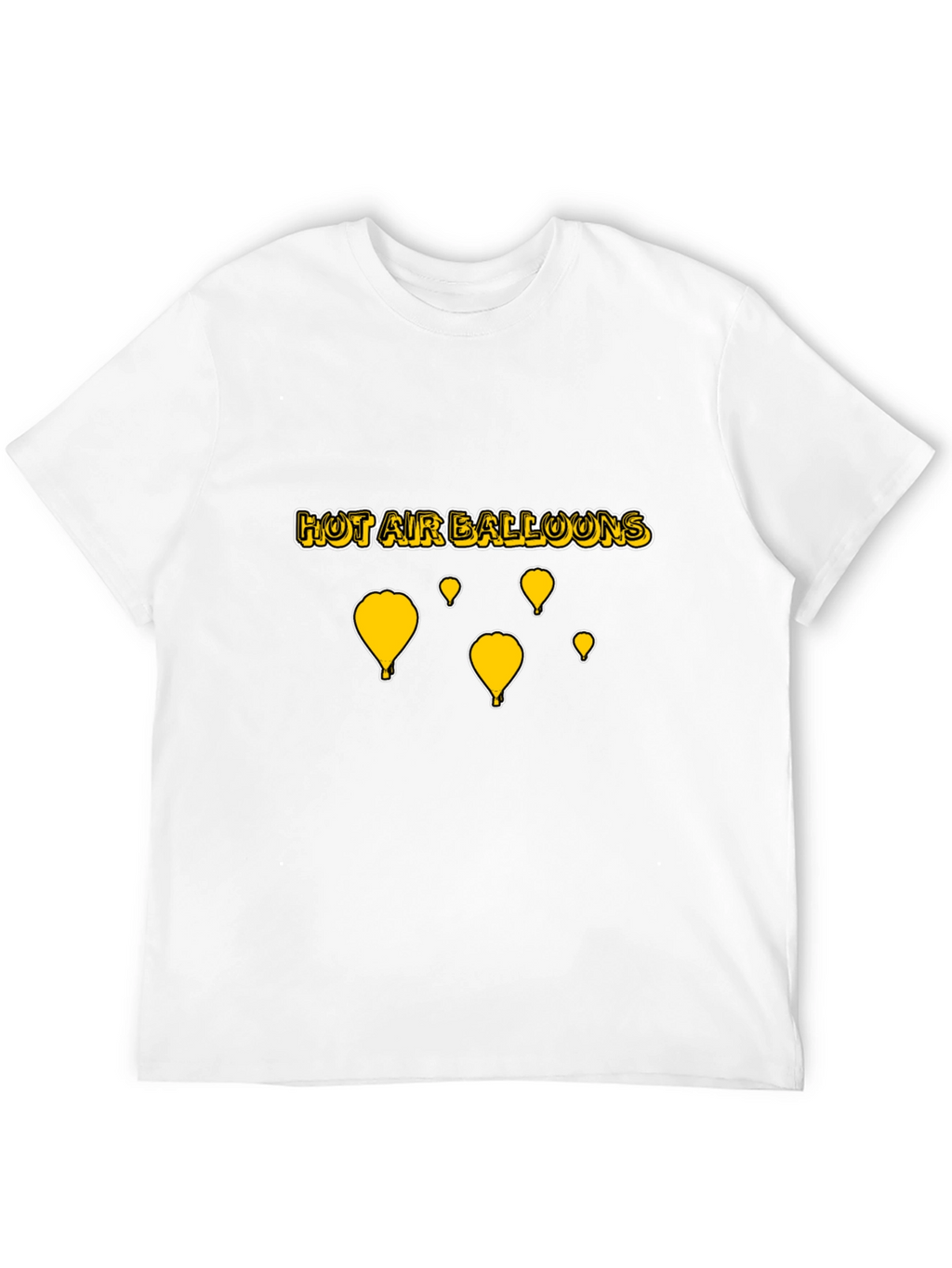 Hot Air Balloons Graphic T-Shirt - Black Cotton