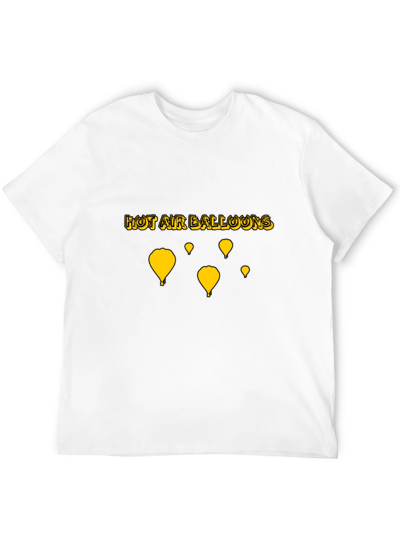 Hot Air Balloons Graphic T-Shirt - Black Cotton