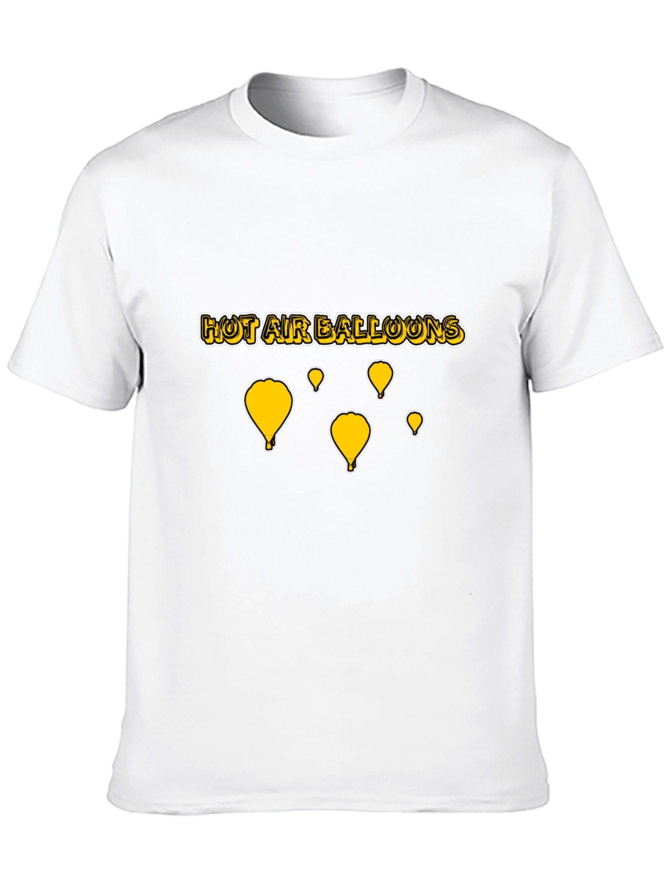 Hot Air Balloons Graphic T-Shirt - Black Cotton