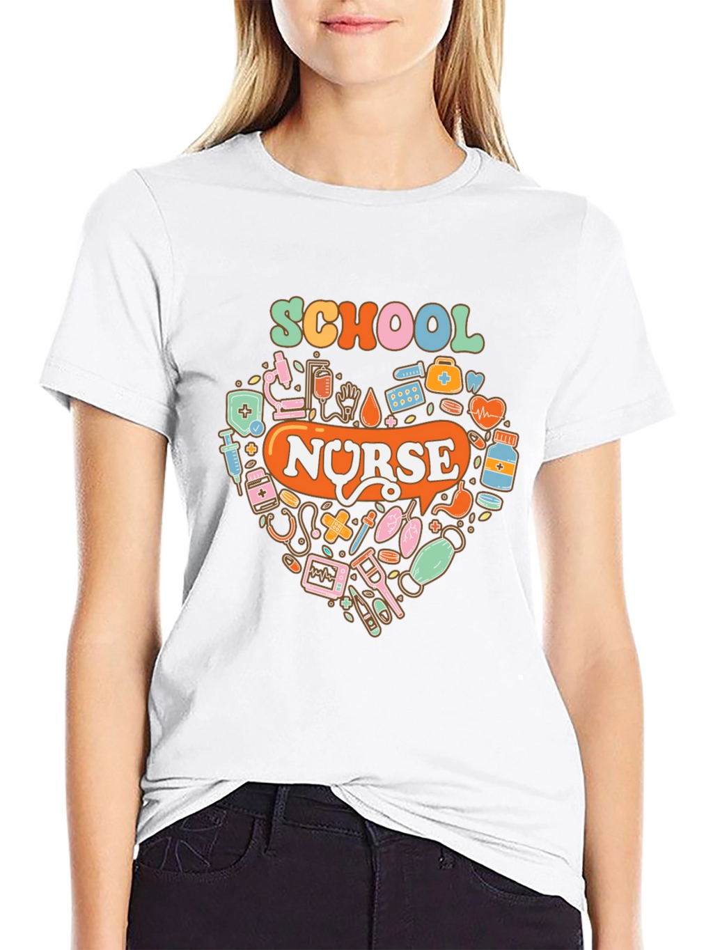 School Nurse Heart Graphic Tee