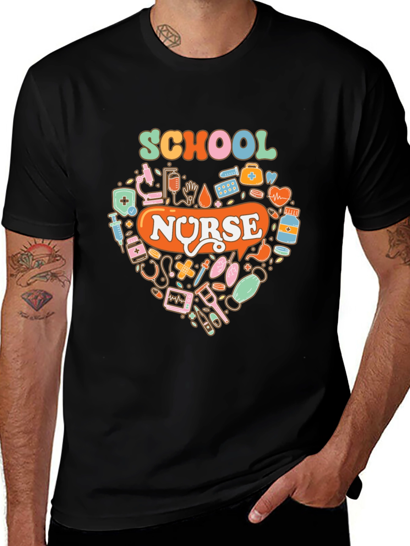 School Nurse Heart Graphic Tee