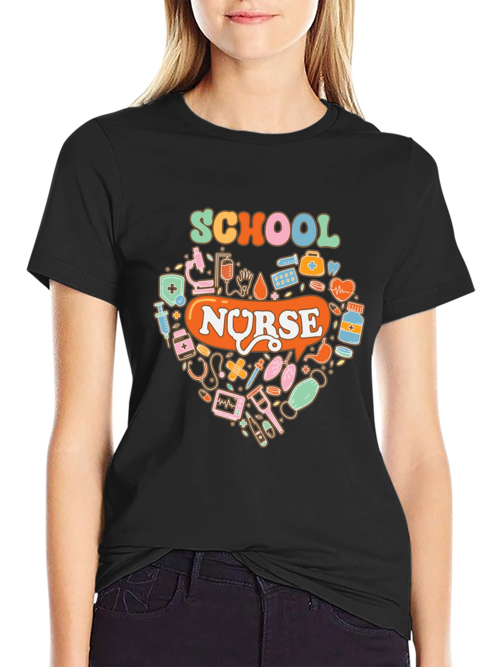 School Nurse Heart Graphic Tee