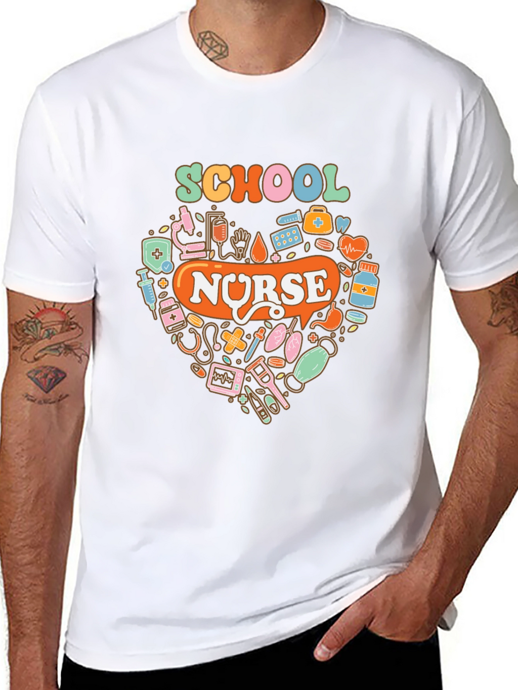 School Nurse Heart Graphic Tee