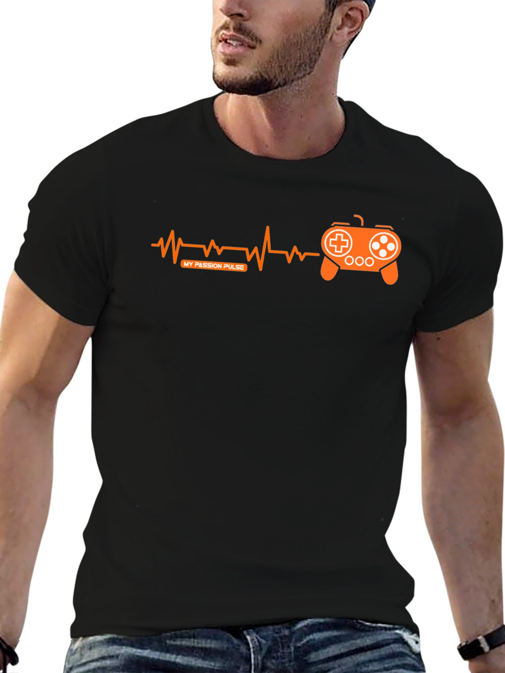 Gamer Pulse T-Shirt - Black Gaming Passion Design
