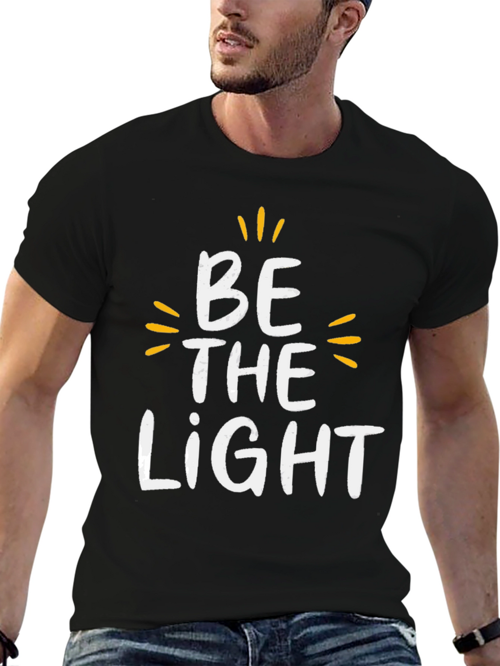 Be The Light Graphic Tee - Motivational Black T-Shirt