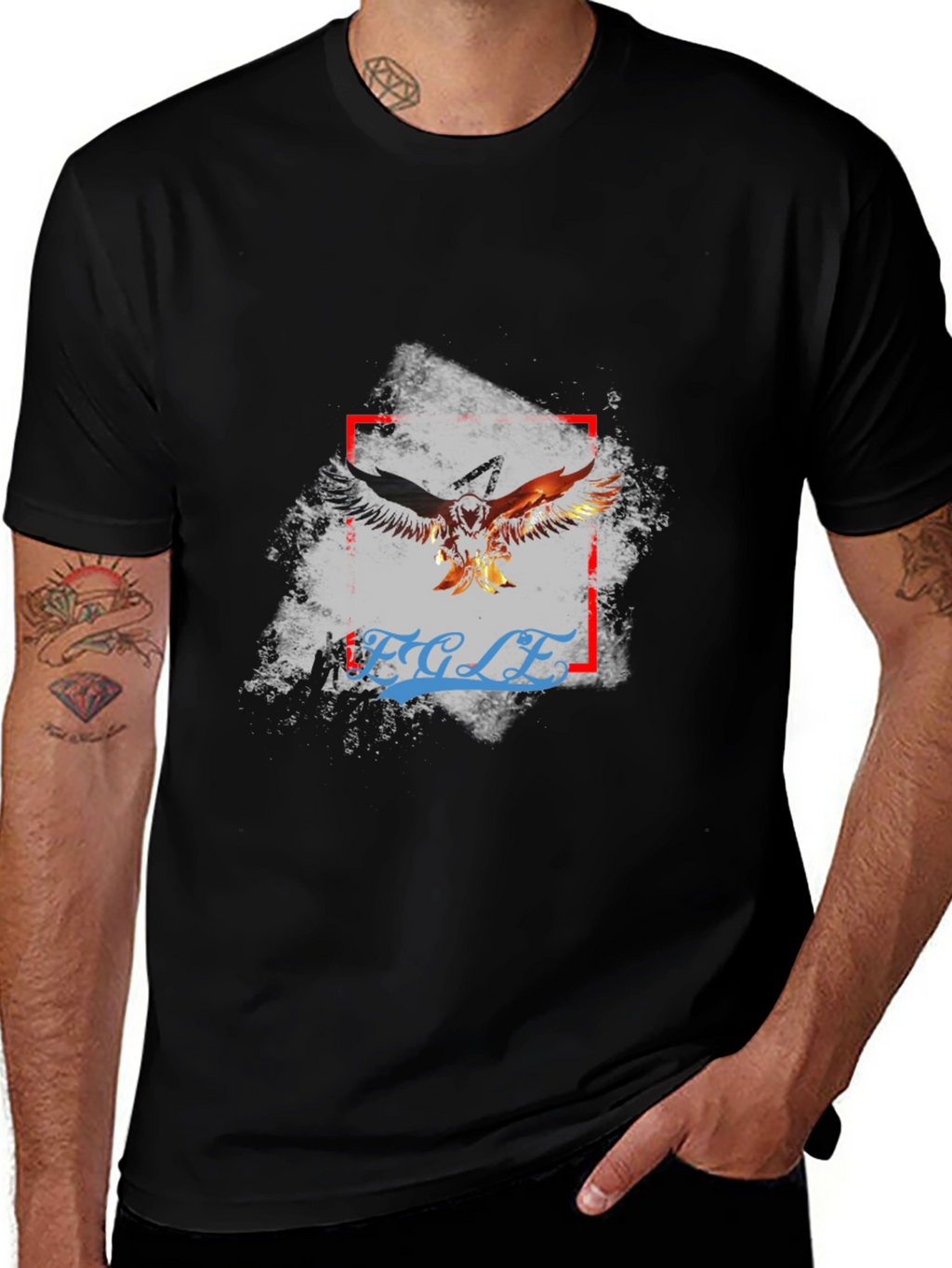 Eagle Graphic Print Black Tee