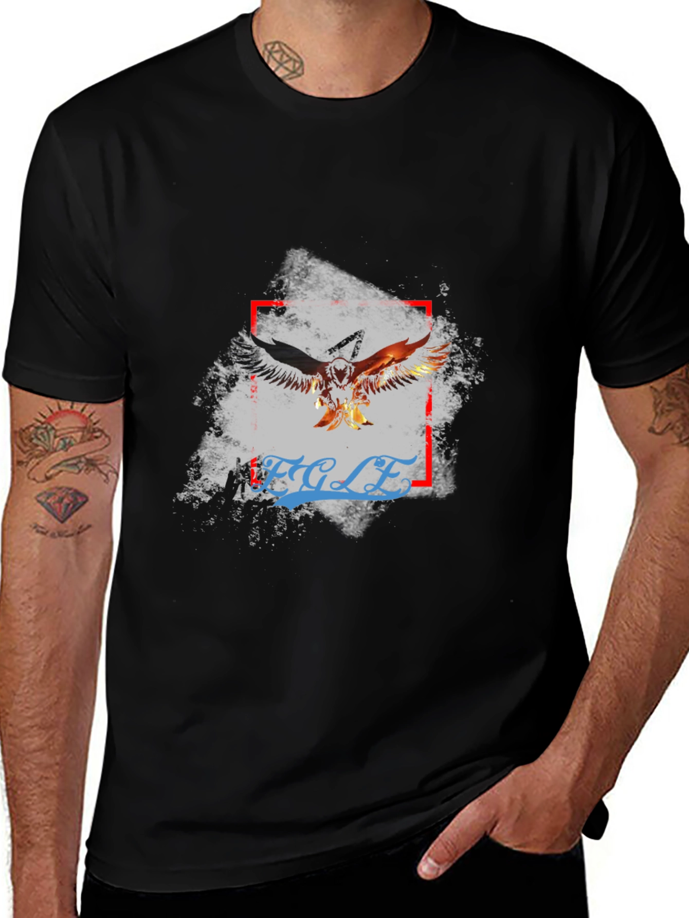 Eagle Graphic Print Black Tee