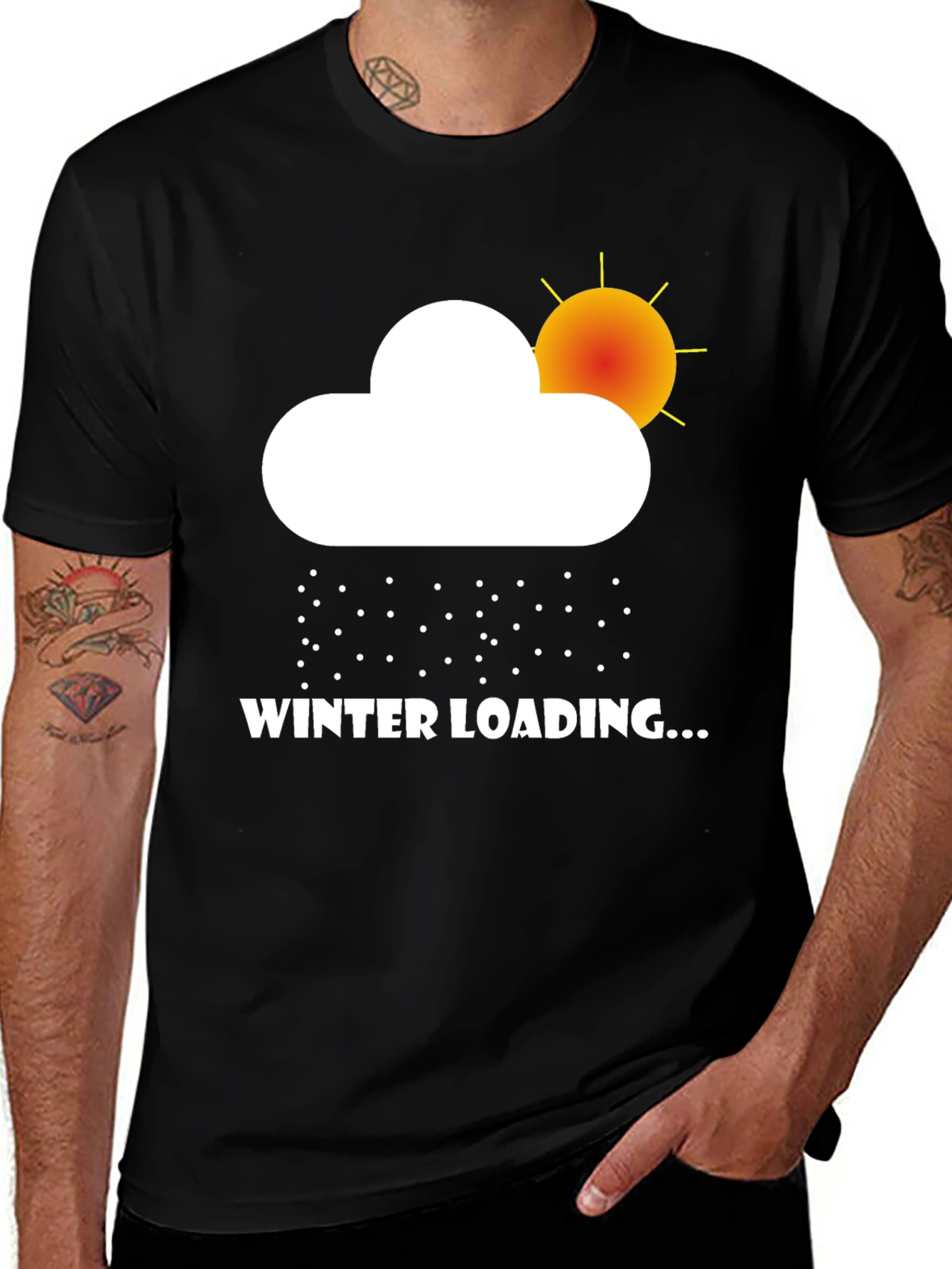 Winter Loading Graphic Tee - Black Cotton T-Shirt