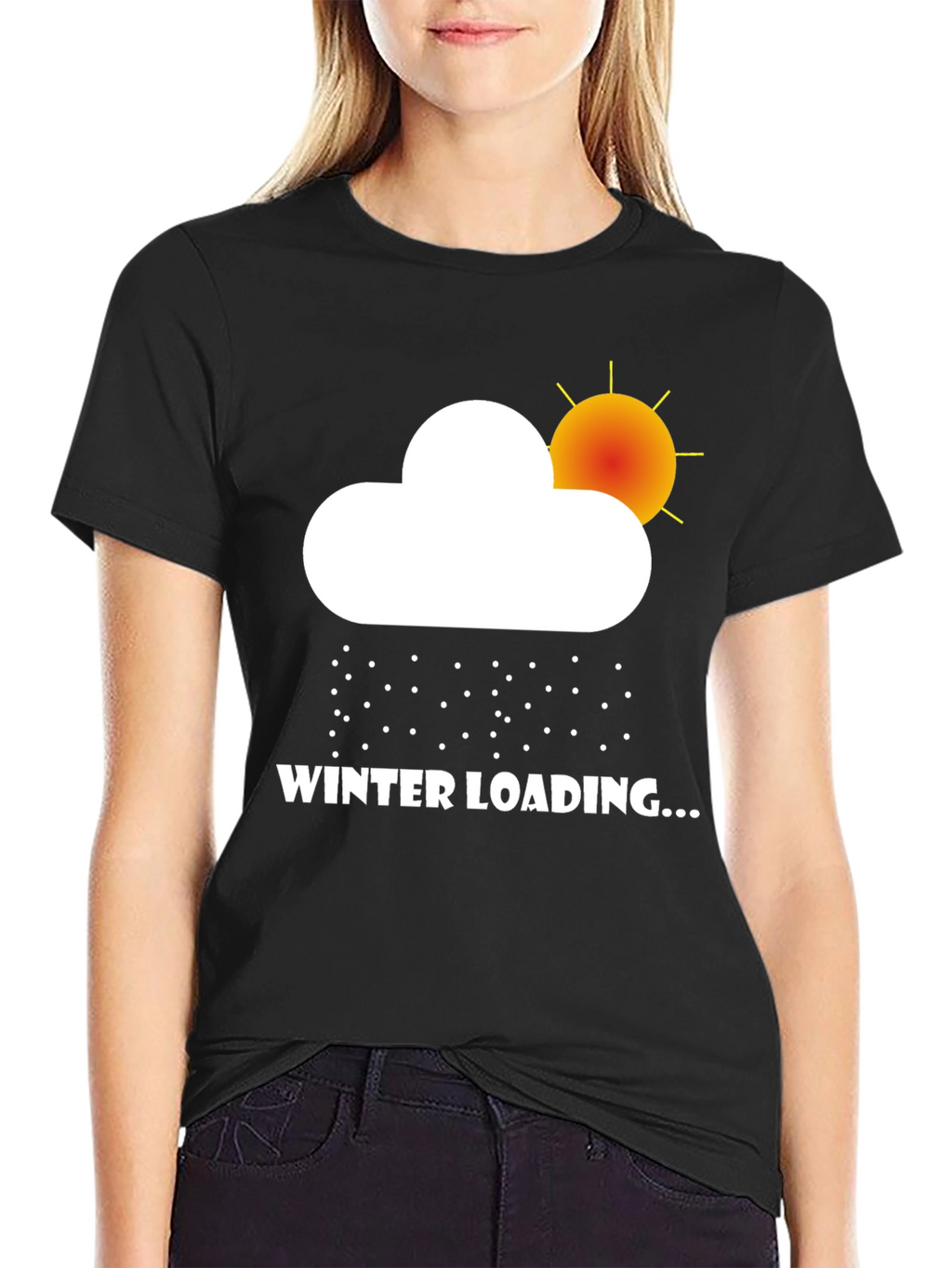 Winter Loading Graphic Tee - Black Cotton T-Shirt