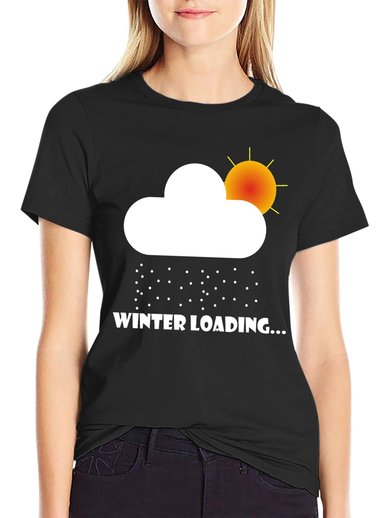 Winter Loading Graphic Tee - Black Cotton T-Shirt