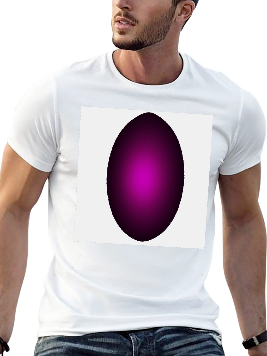 Modern Black T-Shirt with Abstract Oval Design