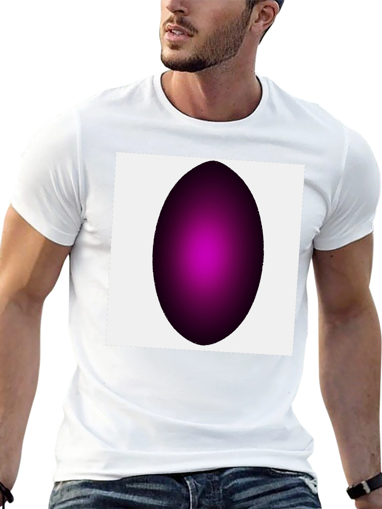 Modern Black T-Shirt with Abstract Oval Design