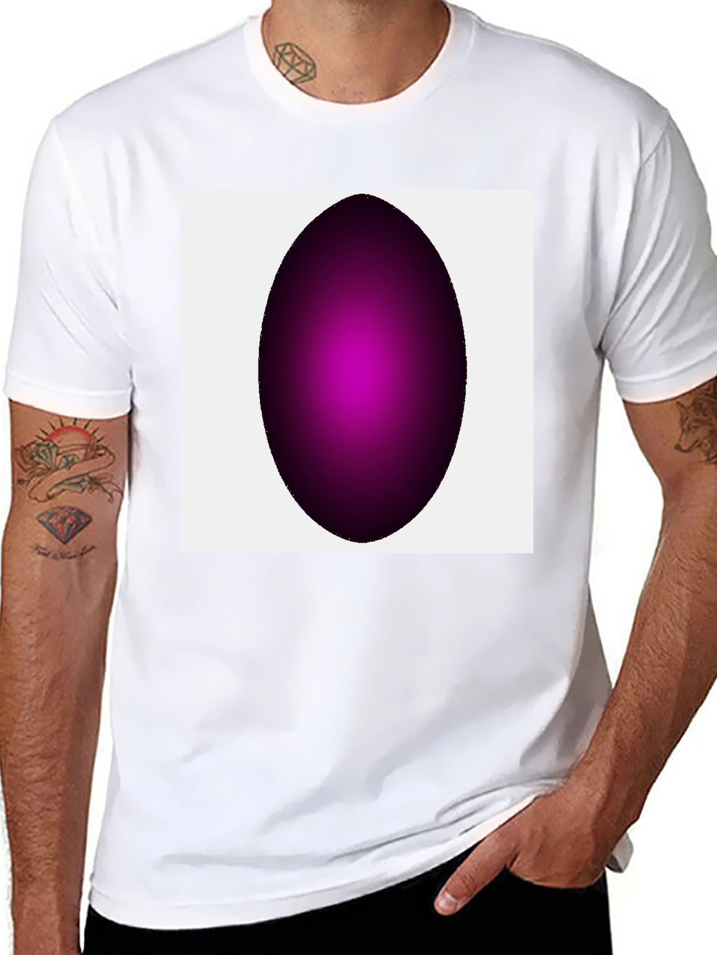 Modern Black T-Shirt with Abstract Oval Design